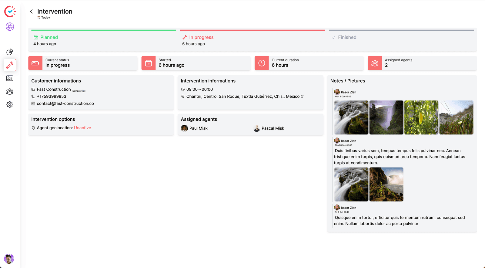 On-site time tracking